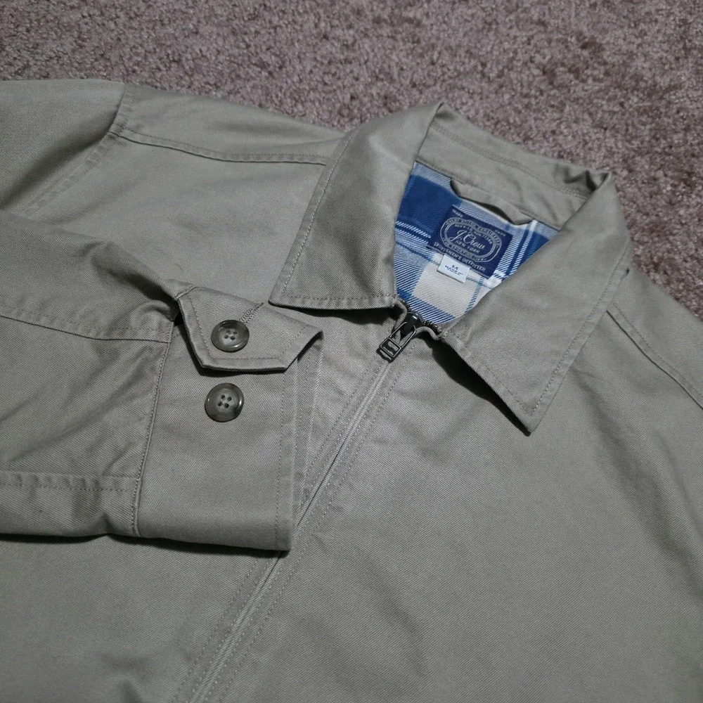 J Crew Flannel Lined Chino Work Harrington Jacket in Dusty Khaki Mens Medium